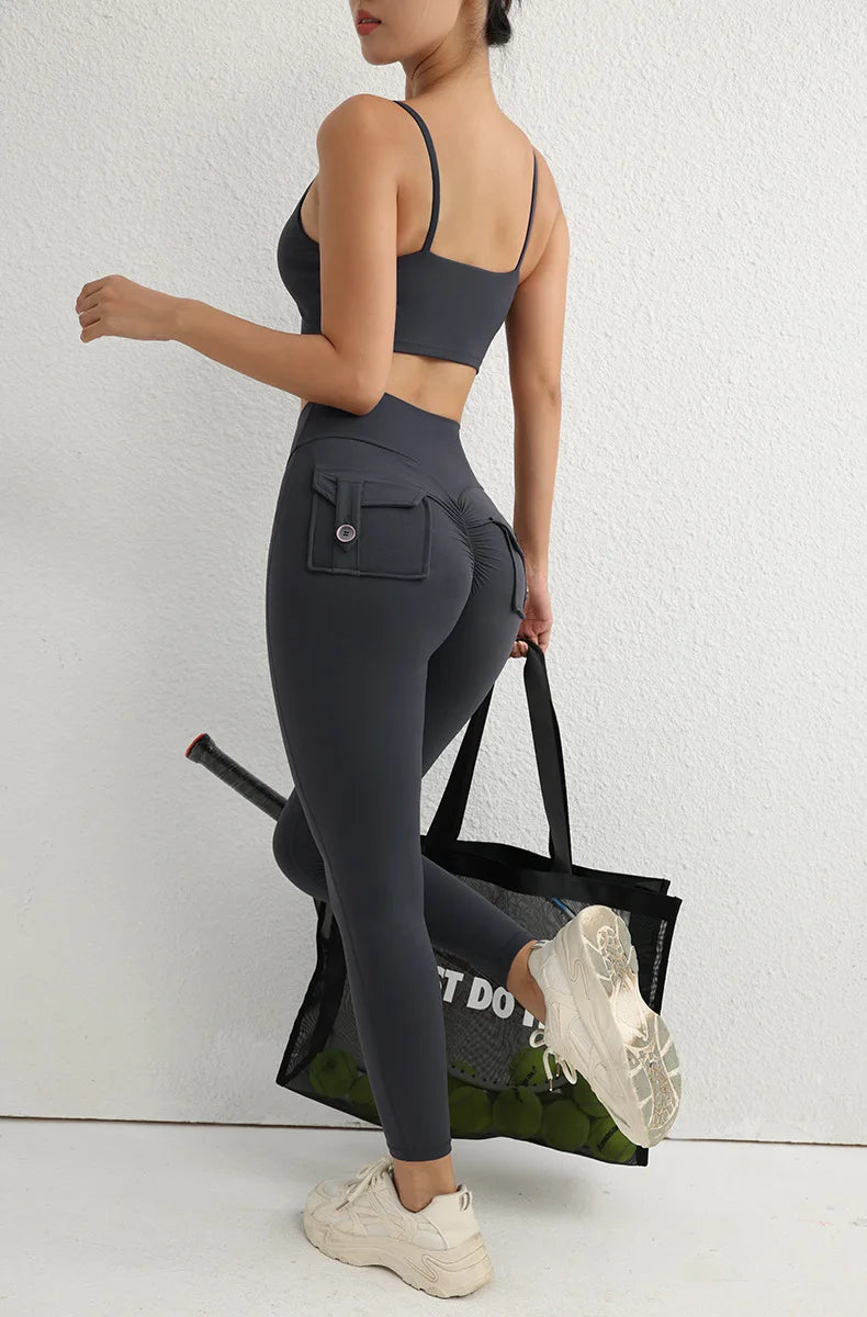 High Waist Scrunch Leggings - Push Up Yoga Pants with Pockets