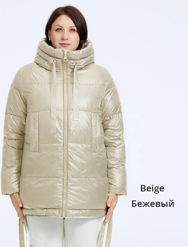 Women's Quilted Winter Parka - Plus Size Hooded Down Jacket