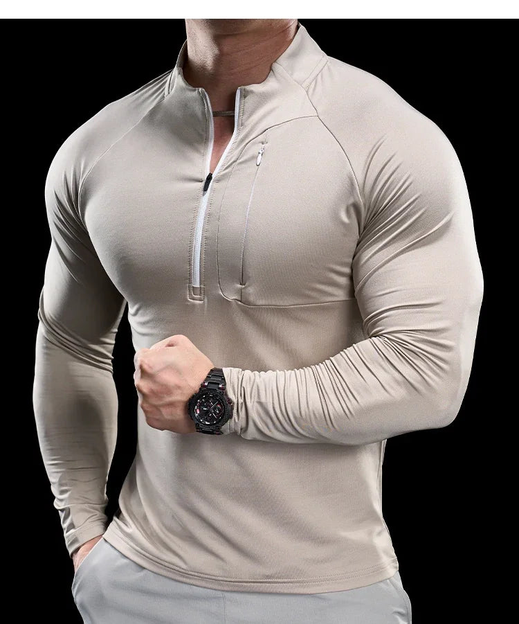 Men's Gym Fitness Quick Dry  Running Sport Long Sleeves Trackwear  Bodybuilding Training Top