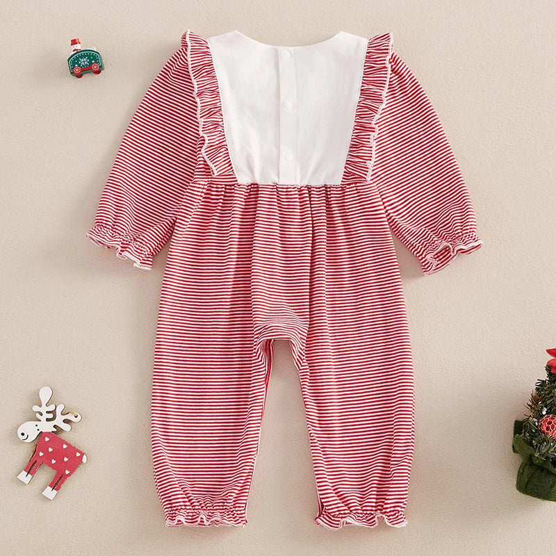 Christmas Santa and Tree Embroidery Plaid Romper - Baby Boys Girls Jumpsuit
