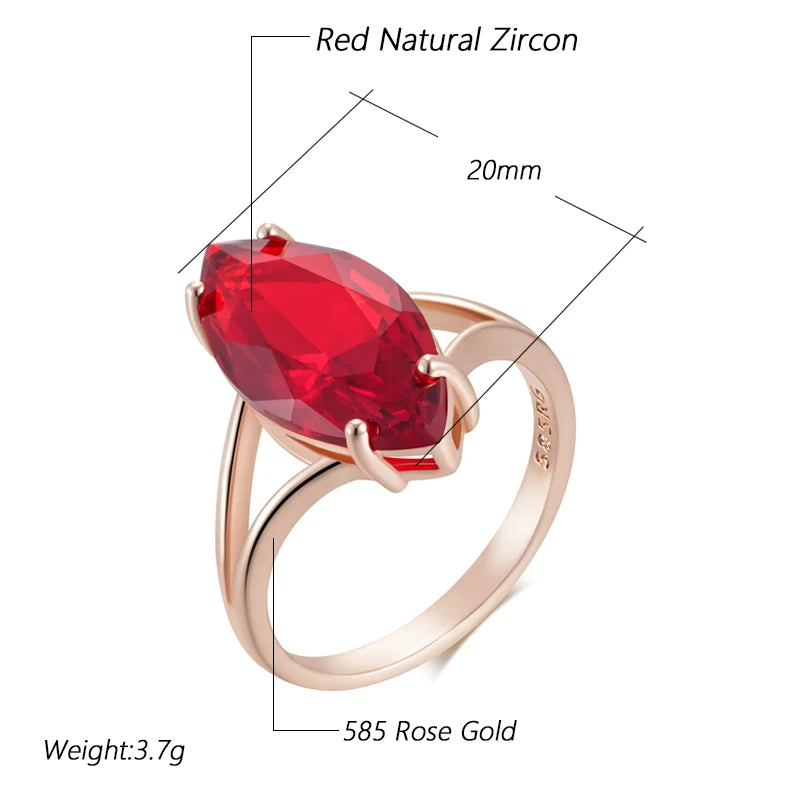 Shiny Rhombus Red Zircon Wedding Ring - Rose Gold