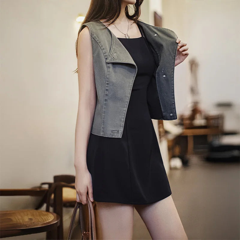 Women's Elegant Black Slip Dress - Backless Midi Summer Dress