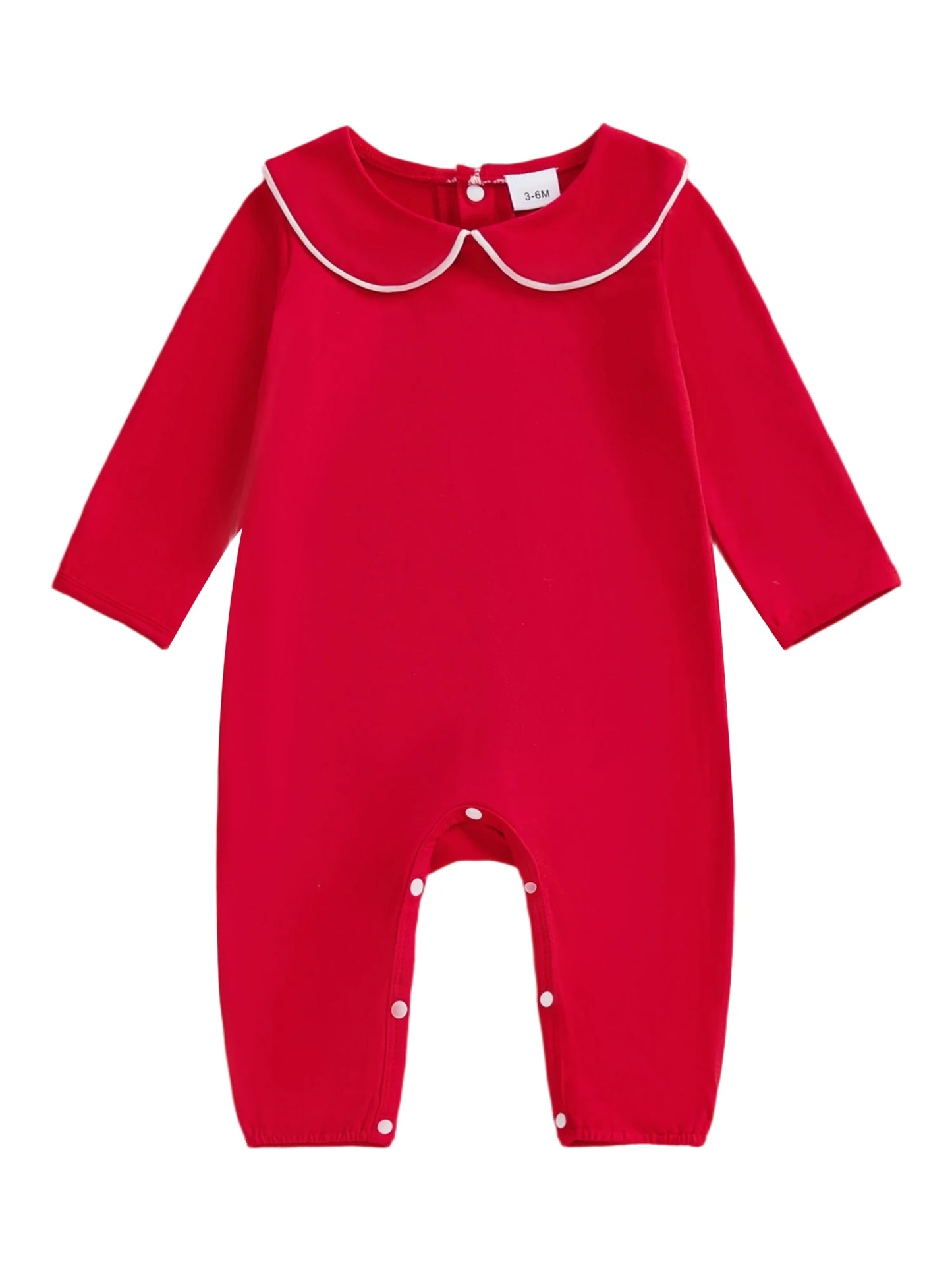 Baby Girls Boys Autumn Winter Long Sleeve Doll Collar Snap Closure Romper Jumpsuit