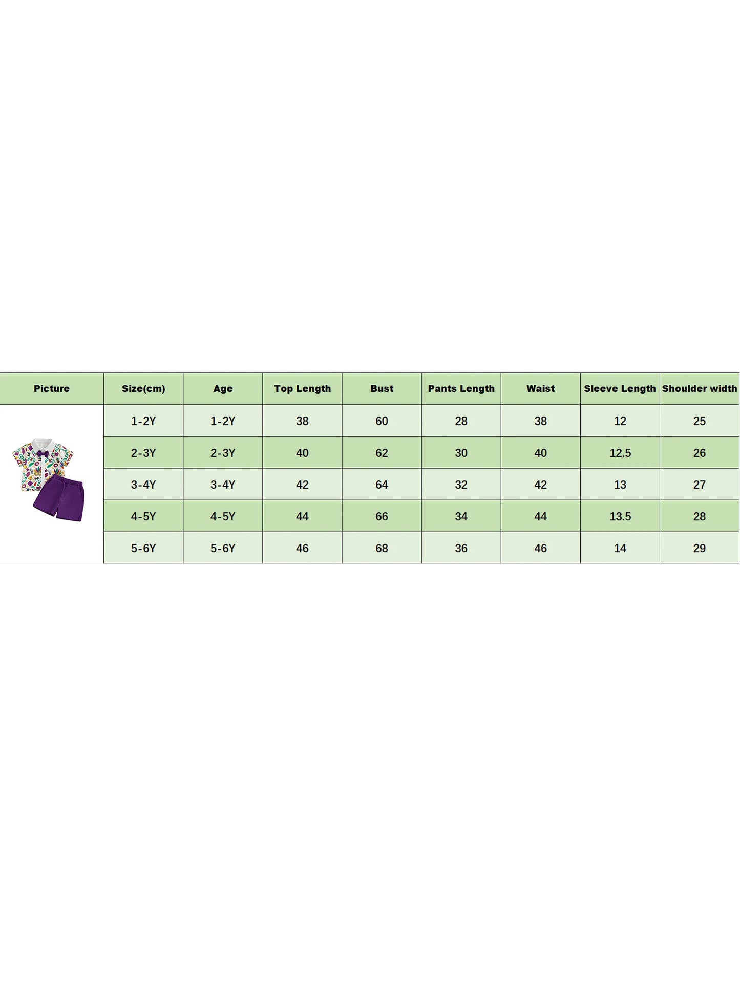 Toddler Boys Gentleman Outfit Set - Cartoon Print Collared Shirt with Bowtie & Shorts 1-6Y