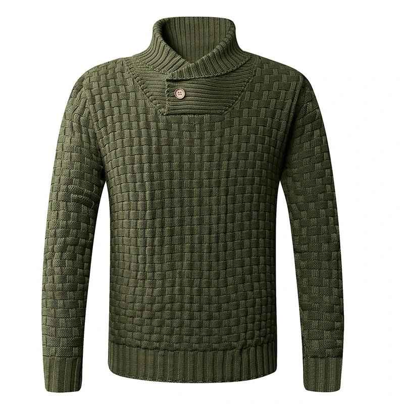Men's Turn Down Collar Knitted Sweater - Slim Fit Casual Pullover