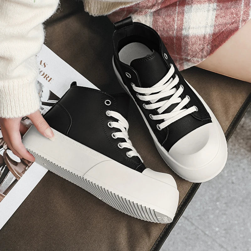 High-Top Platform Sneakers - Men's Leather Skateboard & Tennis Trainers