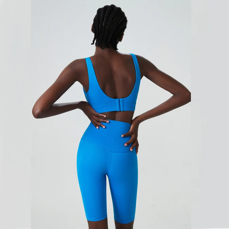 Women's 2-Piece Super Stretch Fitness Set - Short Top & Shorts Yoga Suit