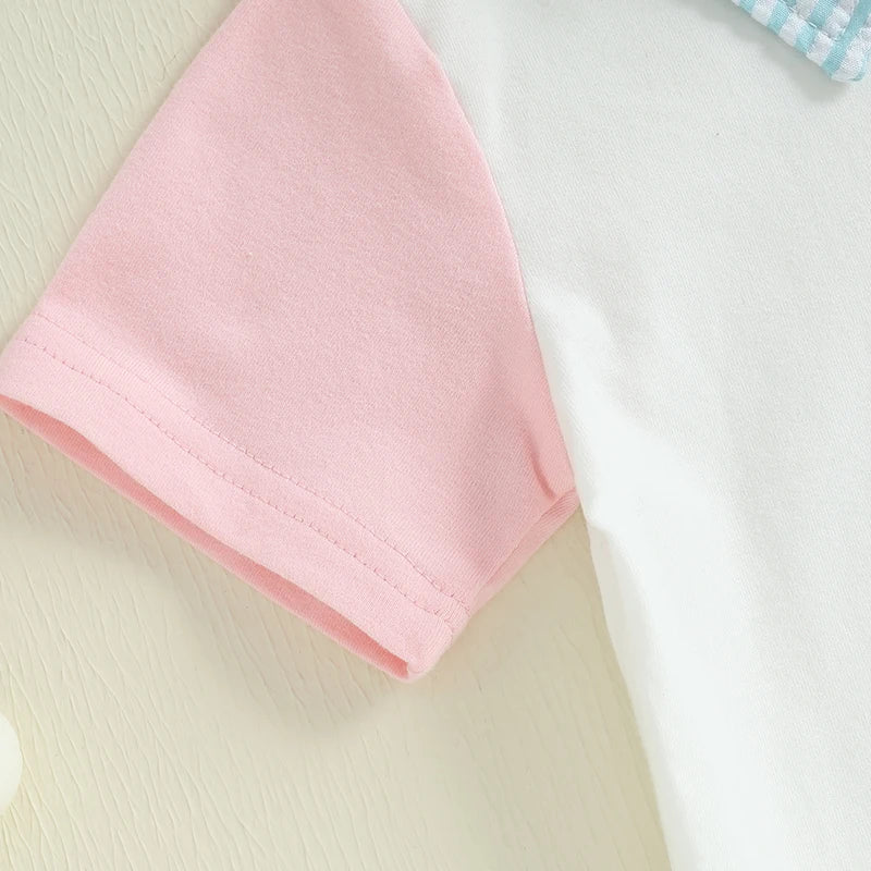 Toddler Boys Casual Outfit Set - Letter Embroidery Polo T-Shirt with Stripe Shorts