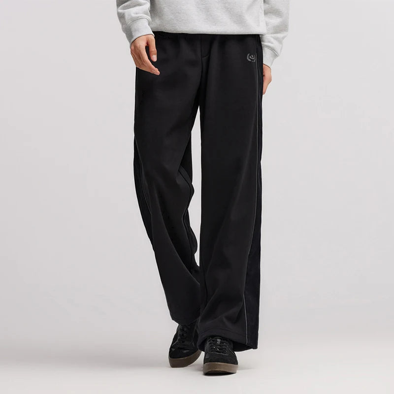 Men's Winter Knit Trousers - Loose Straight Leg Couple Casual Pants Black