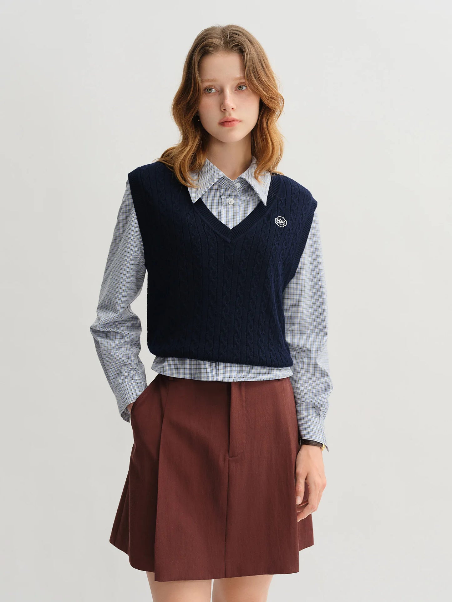 Women's Autumn Long Sleeve Shirt & A-Line Skirt Outfit