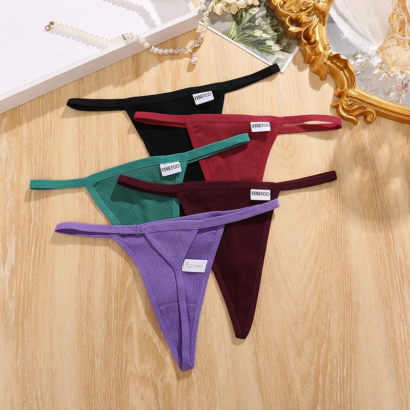Cotton Thongs 3-Pack Set - Low-Rise Comfortable Underwear
