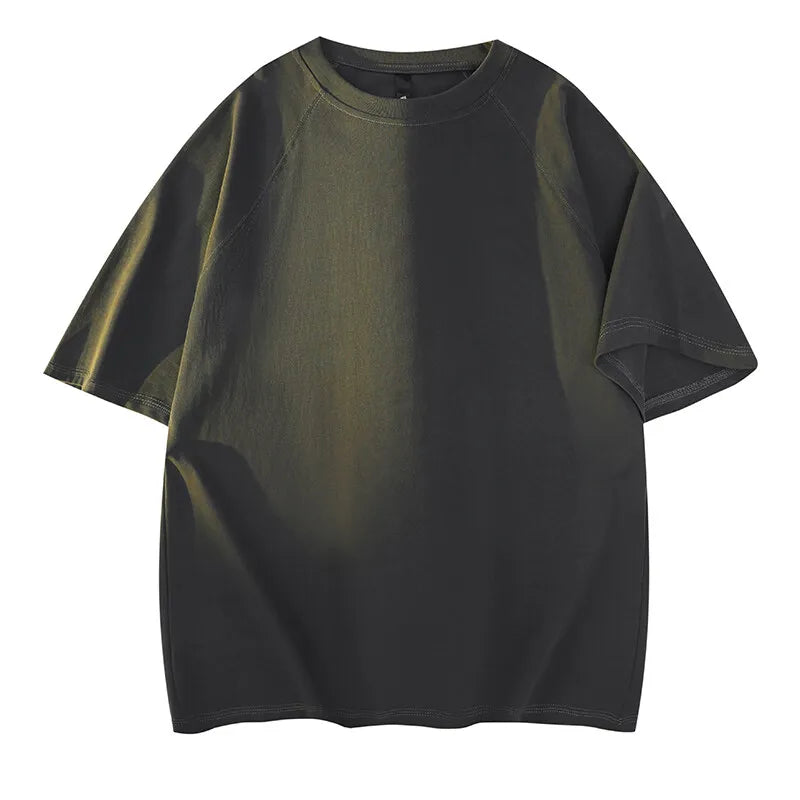 Men's Cotton Round-Neck Short Sleeve Casual  Loose Breathable Pullover T-Shirt