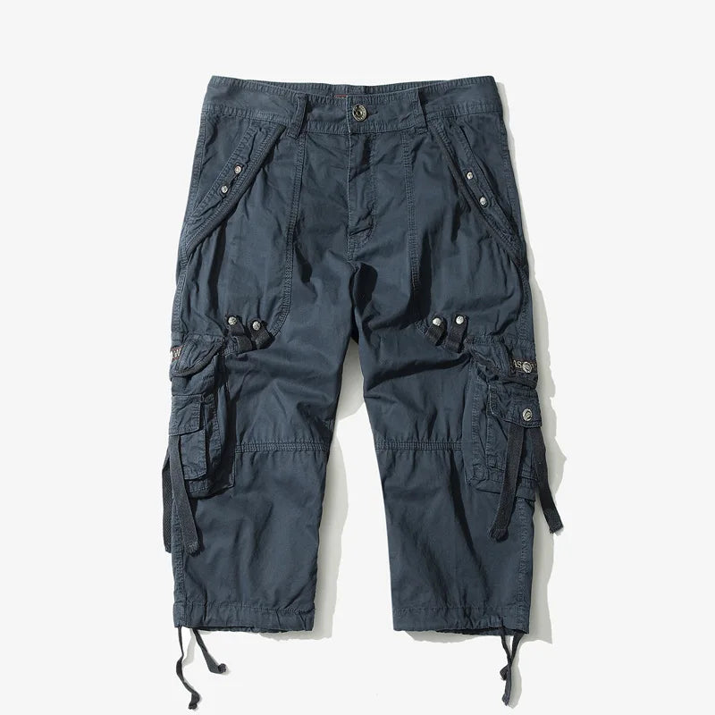 Men's Casual Summer Camouflage Cotton Cargo Shorts Without Belt