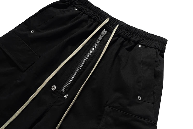 Men Black Zipper Front Casual Shorts