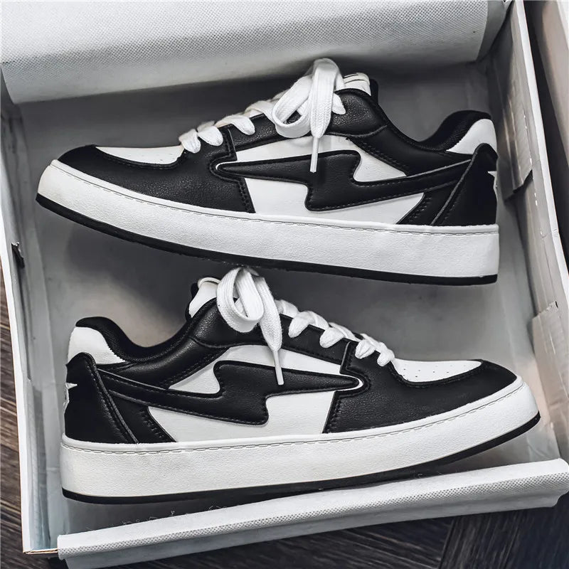 Men's Casual Sneakers Lightning Design Platform Skateboard Shoes Tennis Sports Shoes Outdoor Comfortable Vulcanized Sneakers