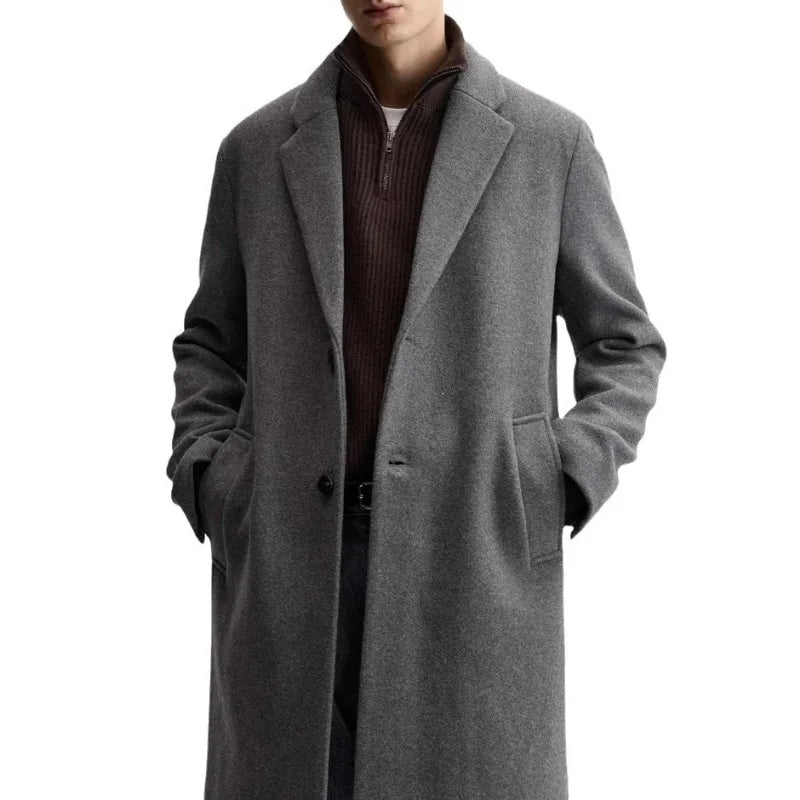 Men's Wool Blend Suit Long Collar Coat