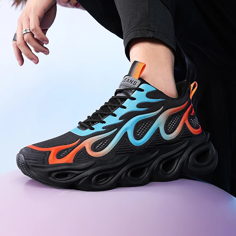 Men's Casual Sneakers Breathable Sports Light Running Tennis Sneaker Lace Up Platform Trainers Shoes