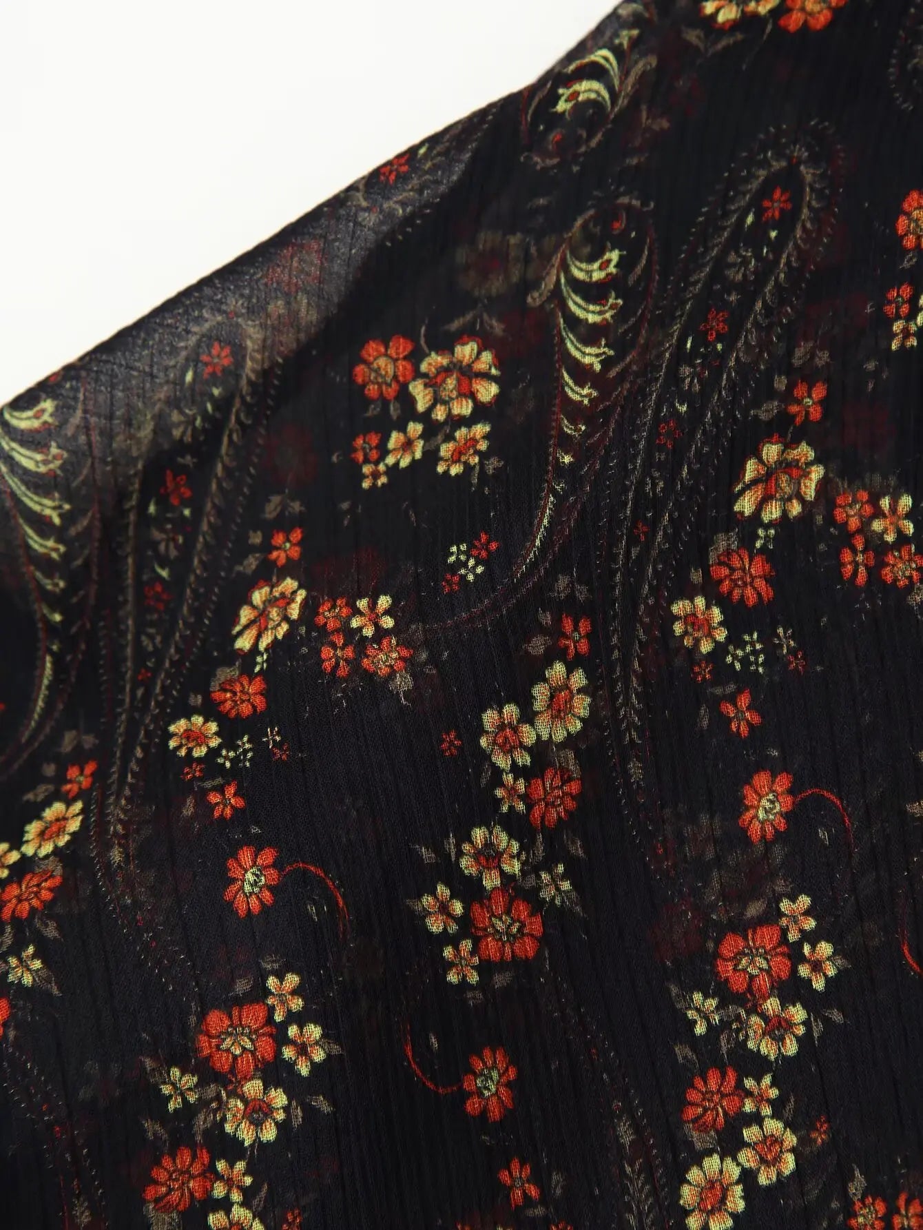 Floral Print High Neck Mini Dress - Long Sleeve Spring Autumn Dress