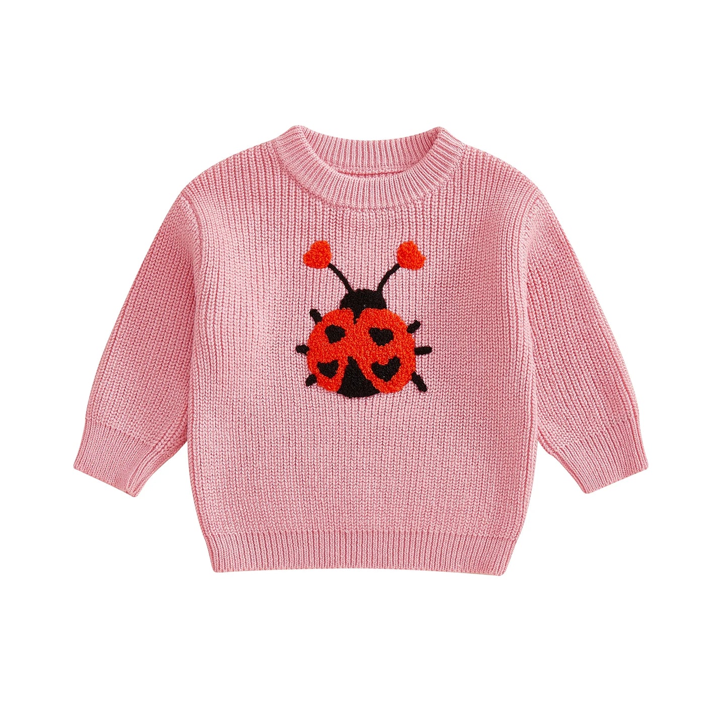 Baby & Toddler Knit Sweater - Ladybug Embroidery Pullover