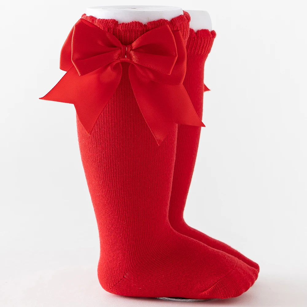 10 Colours Baby Girls Autumn Stockings 0-2Y Solid Mid-Calf Length with Bowknot