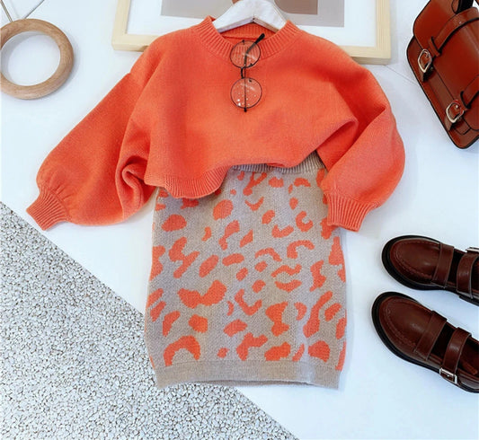 Girls Clothing Sets Autumn  New Fashion Kid Sweater Top with Skirt Fashion Outfit 2pcs Elegant Clothes for 2-6 Years