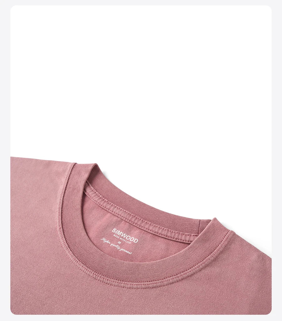 Men's Premium Cotton Vintage T-Shirt - Snow Washed Letter Embroidery Plus Size