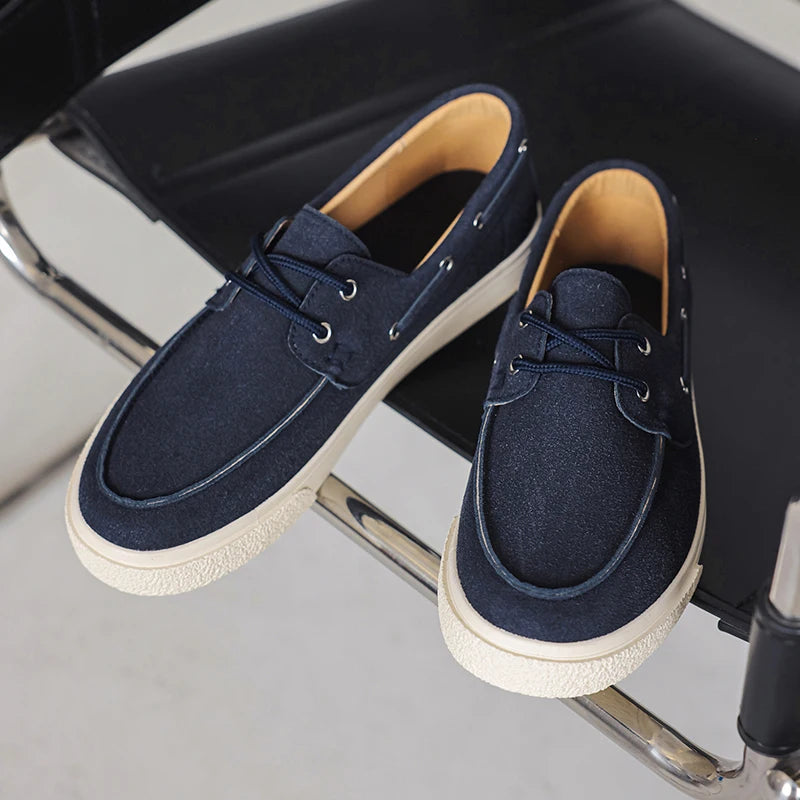 Slip-On Leather Sneakers - Men's Breathable Skateboard & Tennis Loafers