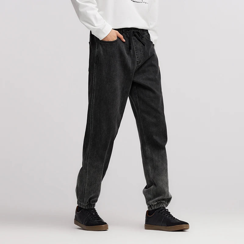 Men's Gradient Denim Jogger Jeans - Oversized Fit Winter Street Style Trousers