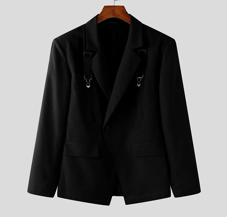 Men's Deconstruct Metal Buckle Long Sleeved Blazer