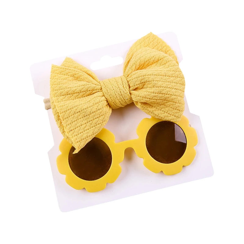 Kids Girls Sunglasses Headband 2pcs Sets Lightweight Sunglasses for Toddler