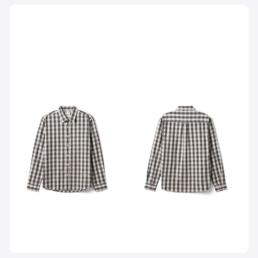 Oversized Linen Cotton Plaid Shirt - Casual Relaxed Fit