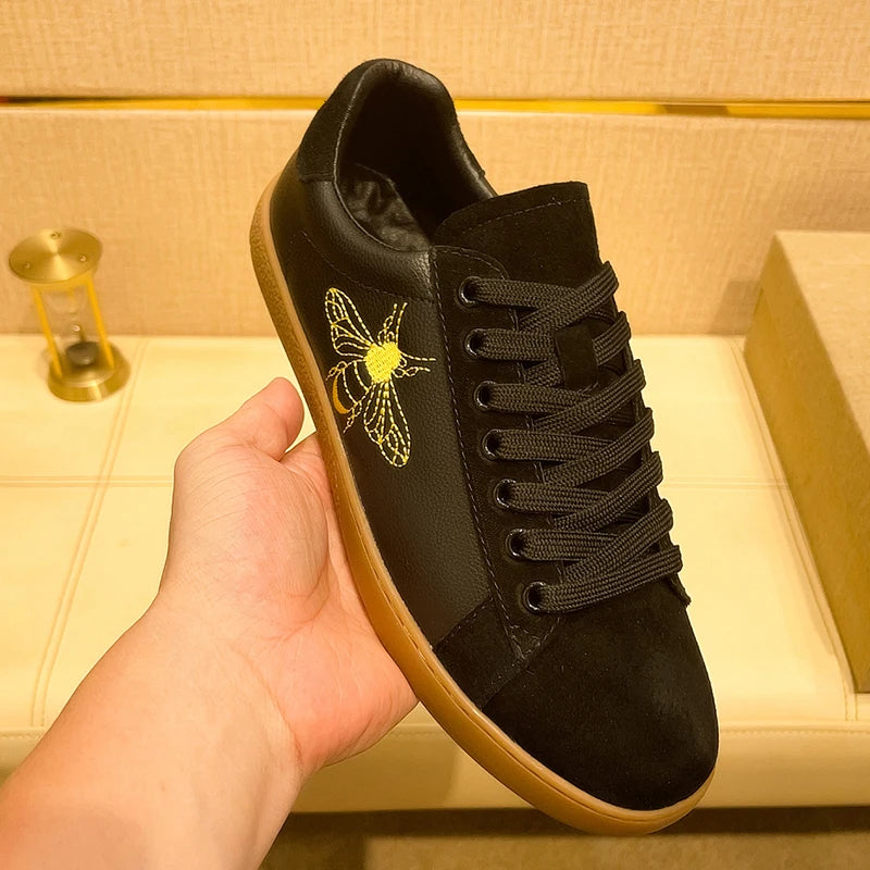 Men's Autumn Leather Casual Shoes - Soft Lace-Up Running Sneakers