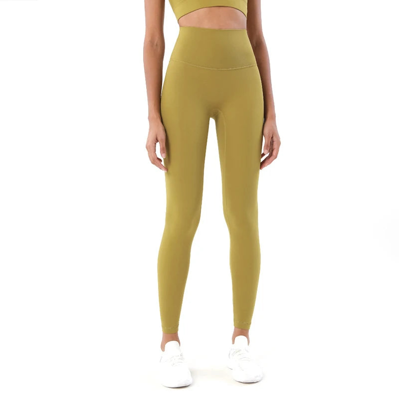 High Waist Nylon Yoga Leggings - Breathable Fitness Tights