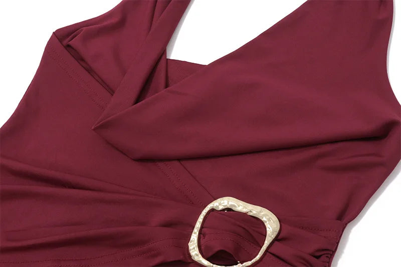 Women's Embellished Ruched Draped Halter Top - Deep V-Neck Cropped Club Top