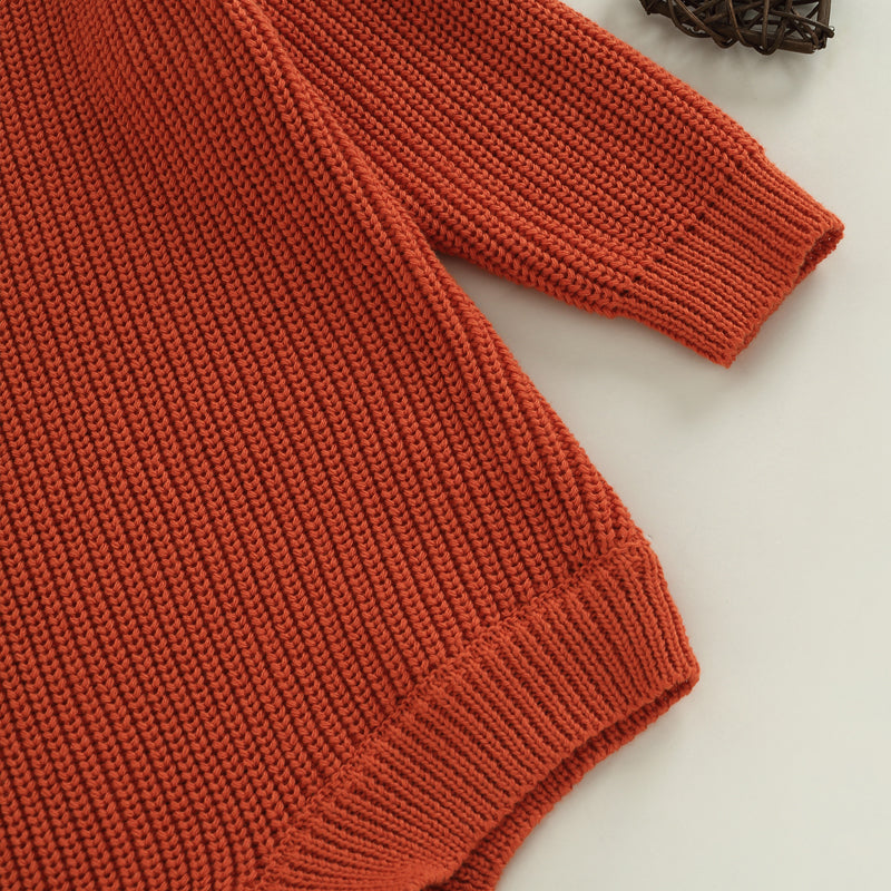 Baby Sweater Romper - Solid Knitted Long Sleeve Pullover Jumpsuit