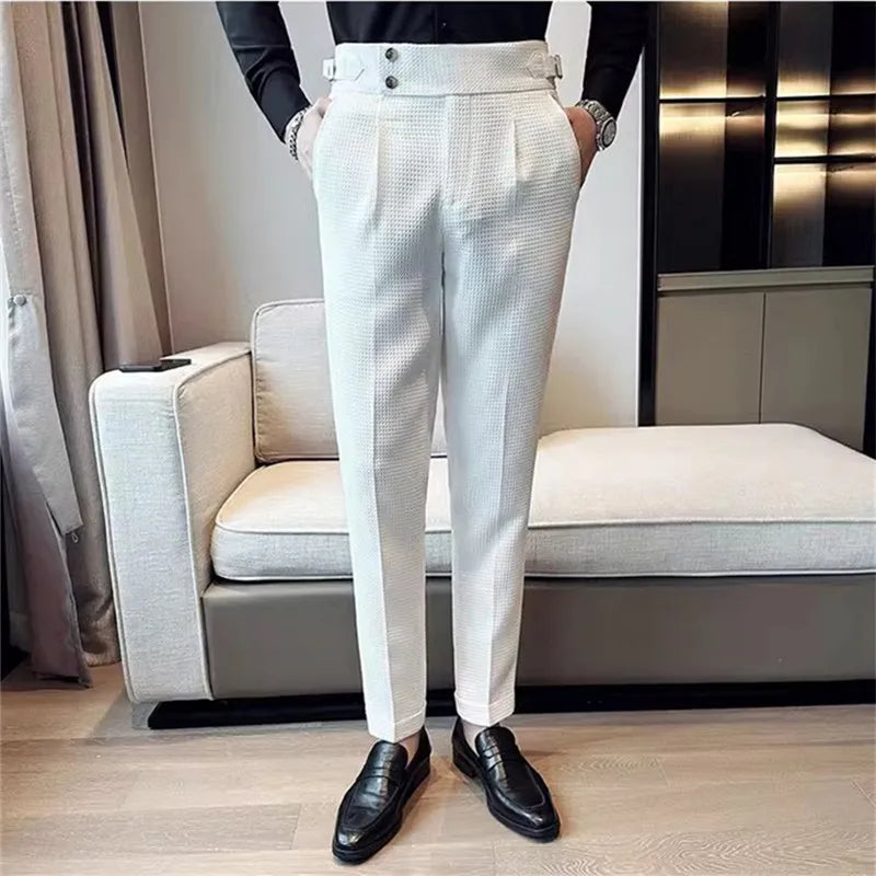 Men's High waist Smart Casual Solid Colour Formal Trousers