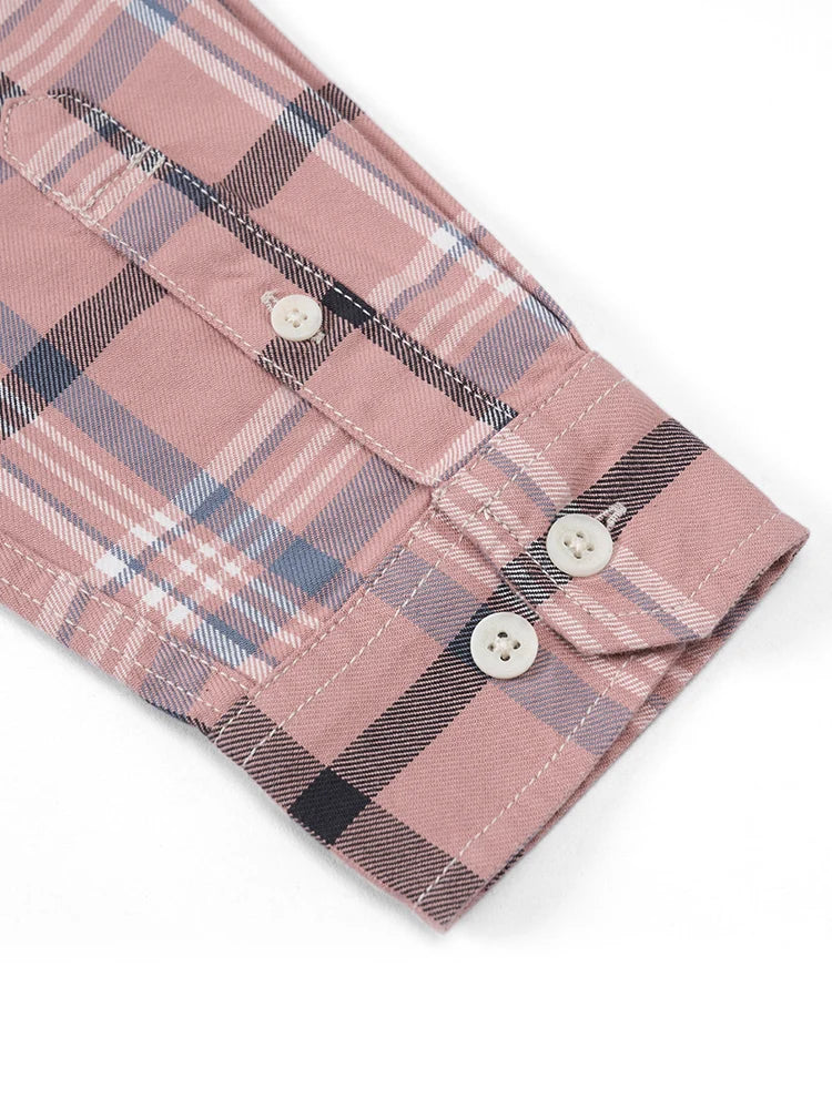 100% Cotton Fabric Men's Plaid Washed Vintage Check Shirt