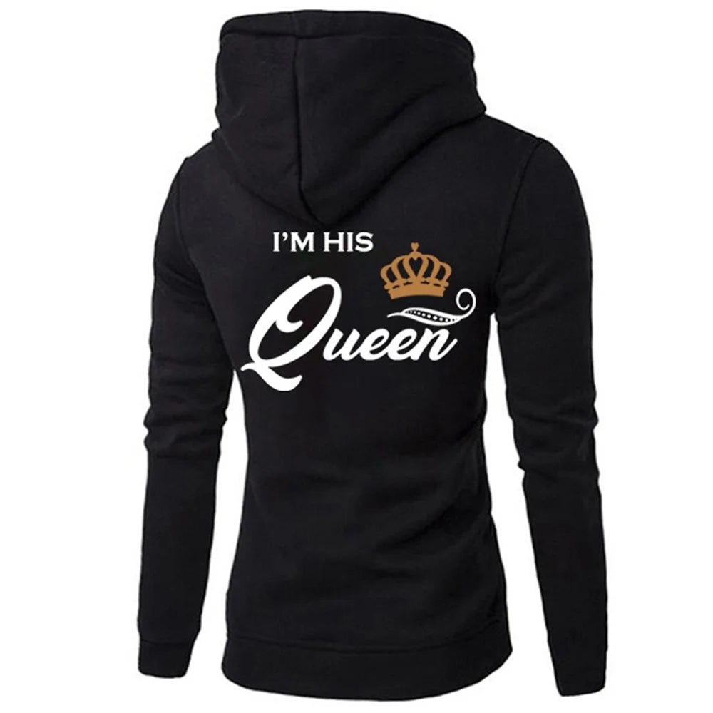 "Queen King" Printed Hoodie and 100% cotton plus size short sleeved T-shirt