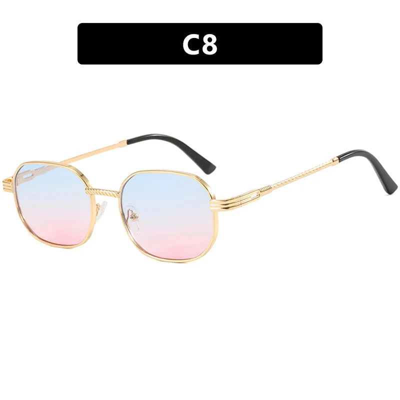 Elliptical Metal Small Frame Sunglasses UV400