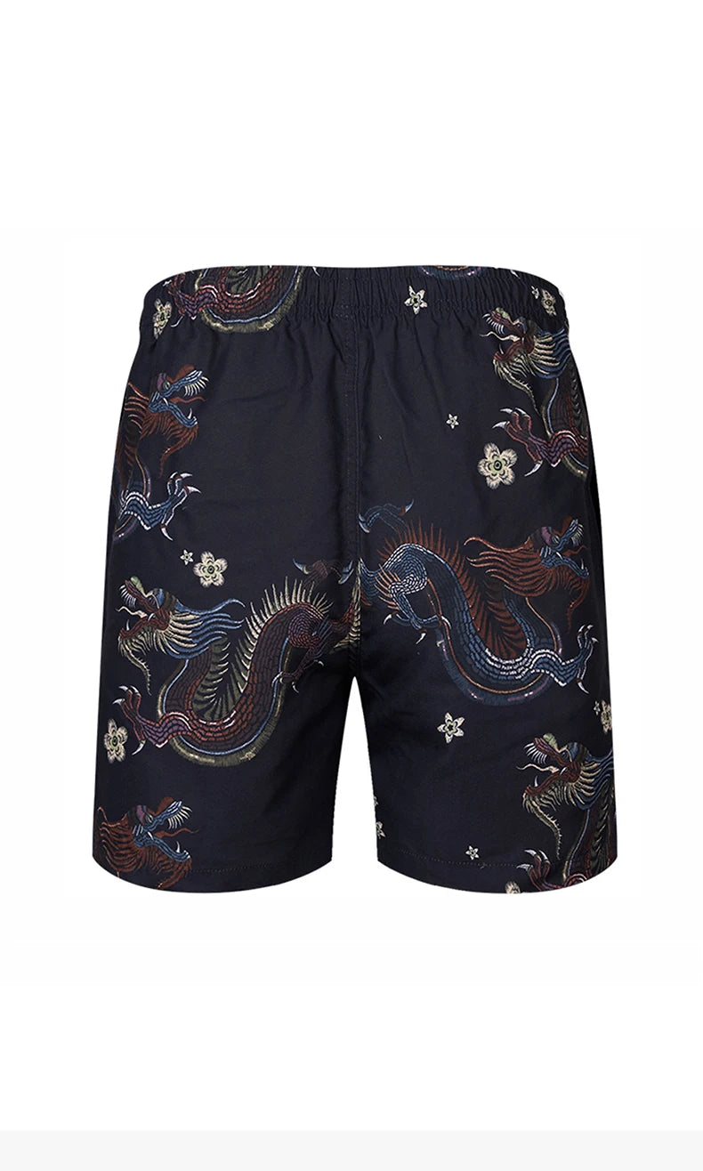 Men's Dragon Print Hawaiian Shorts