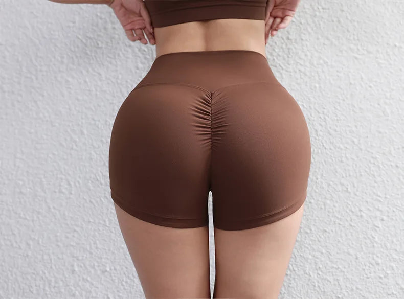 Quick-Dry Nylon Gym Shorts - High-Waisted Cycling Shorts