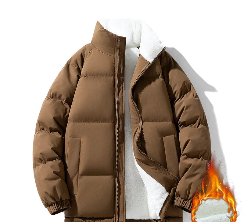 Men's Slim Fit Thickened Padded Jacket | Fur-Lined | Stand Collar | Bungee Hem | 8 Colours | S–XXXL