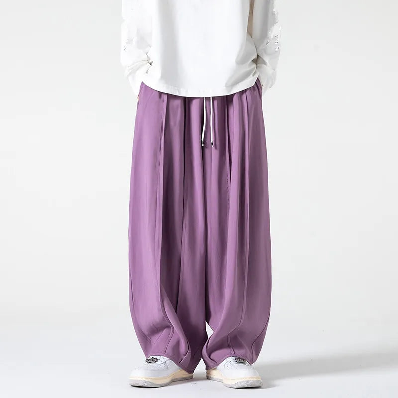 Men's Wide Leg Loose Harem Pants Unisex Casual Trousers