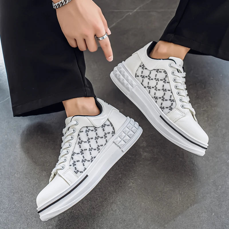 Men's Platform Skateboard Vulcanized Sneakers - Breathable Running Tennis Shoes