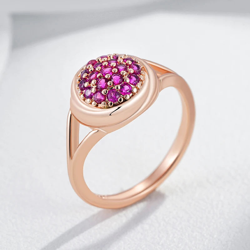 Stunning Red Zircon Wedding Ring - Rose Gold