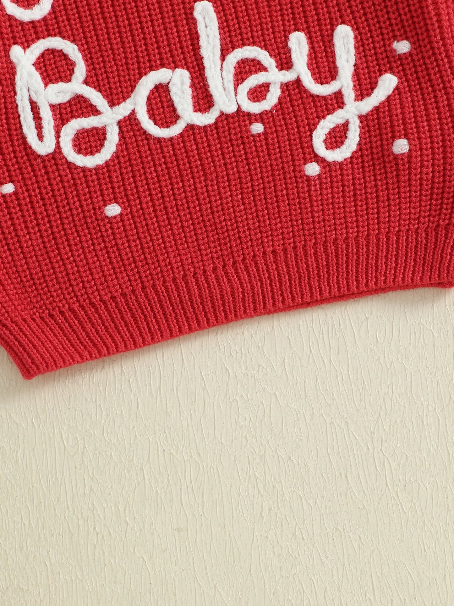 0-5Y Kids Boys Girls Christmas Sweater Letter Embroidered Crew Neck Long Sleeve Pullover Knit Top