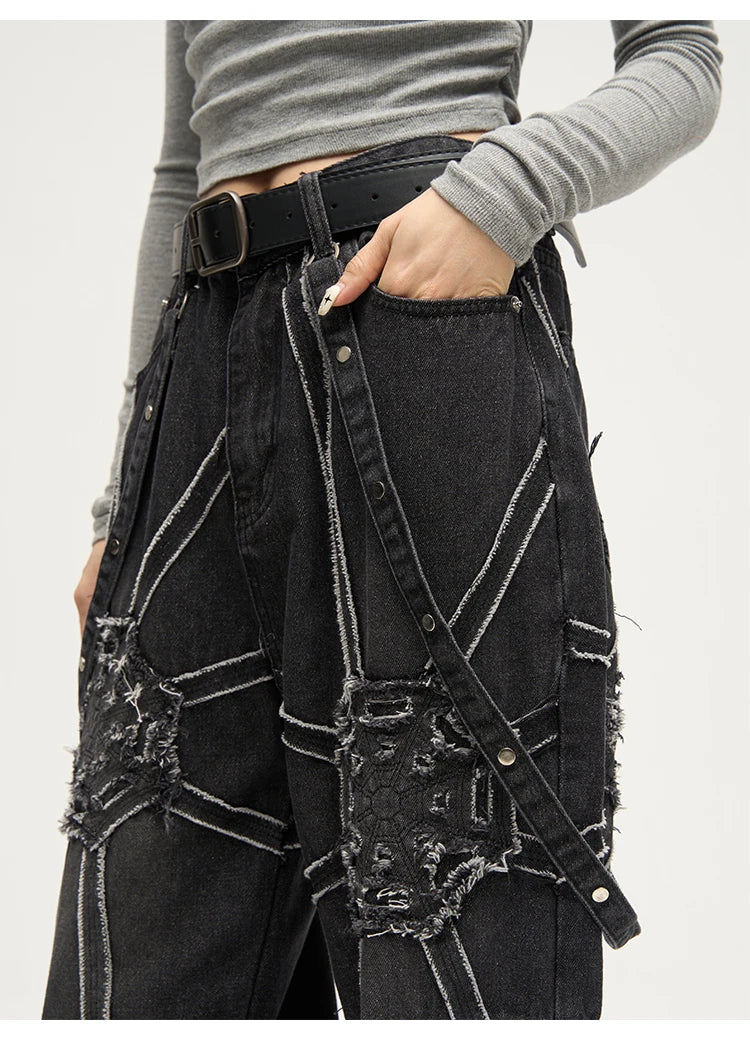 Men's Spider Splicing Baggy  Denim  Jeans