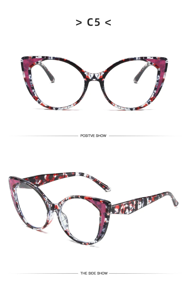 Cat Eye Blue Light Blocking Glasses - Large Frame Fashion Eyewear for Women & Men
