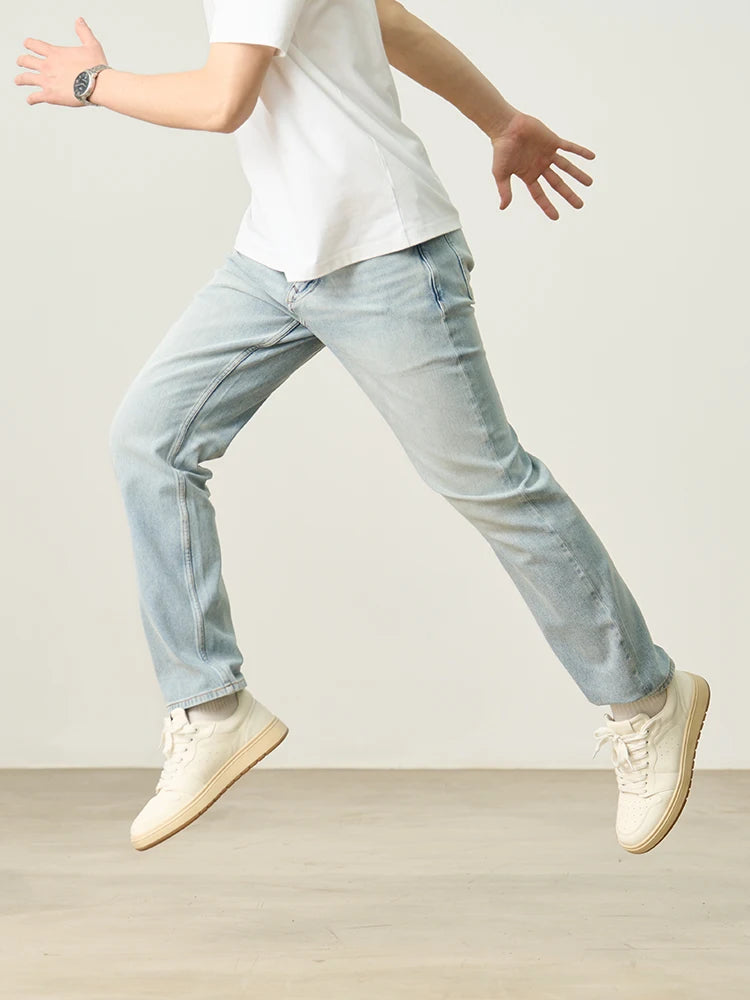 Men's Stretch Denim Jeans - 11oz Elastic Lycra Loose Straight Plus Size