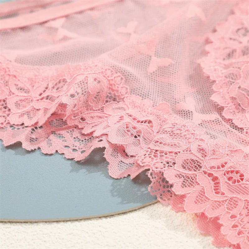 Women's Lace Underwear 3-Piece Set - Floral Hollow Out Briefs